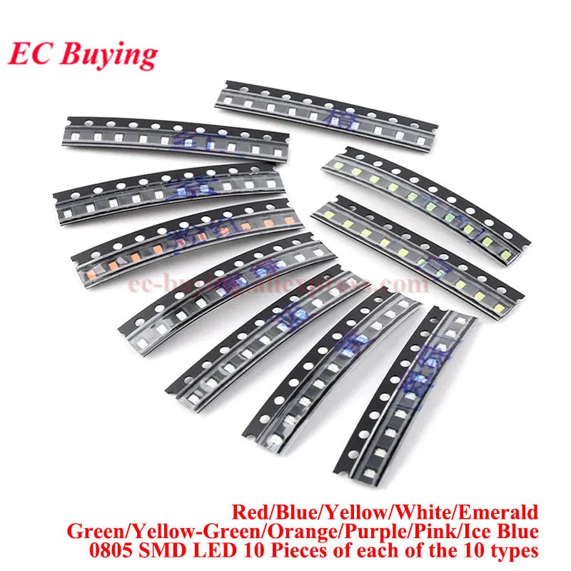 390Pcs/50pcs 0402 0603 0805 1206 3528 2835 5050 5730 SMD LED Kit Diodes Light Emitting Chip Surface Mount Diodo Red/Green/Blue