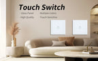 NYWP EU 86*86mm 1Gang 2Way Dual Touch Switch Tempered Glass Panel Stair Switch Bedroom Sensor Switches Cross No Need WI-FI