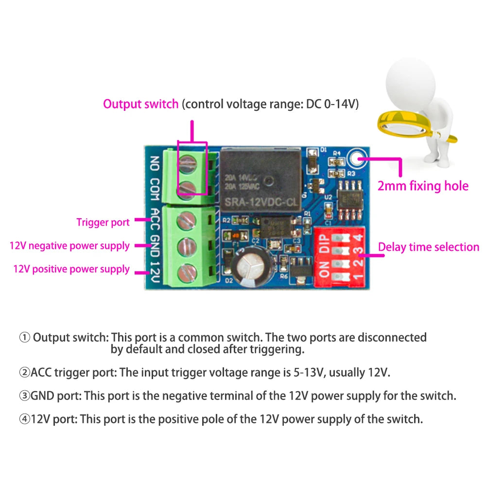 12V Delay Relay Delay Turn On /  Turn Off Switch Module With Timer Car Modification Single Chip Control Time Period Optional