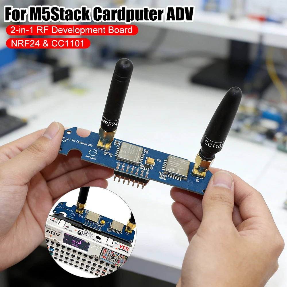 NRF24 & CC1101 Module Board For M5Stack Cardputer ADV 2-in-1 RF Development Boards 2.4GHz & 433MHz Antenna Signal Enhanced Tools