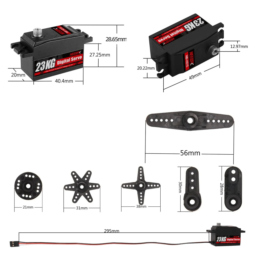 NEEBRC 23KG Low Profile Digital Servo High Torque Full Metal Gear for 1/8 1/10 RC Cars Axial Scx10 Crawler Plane Accessories