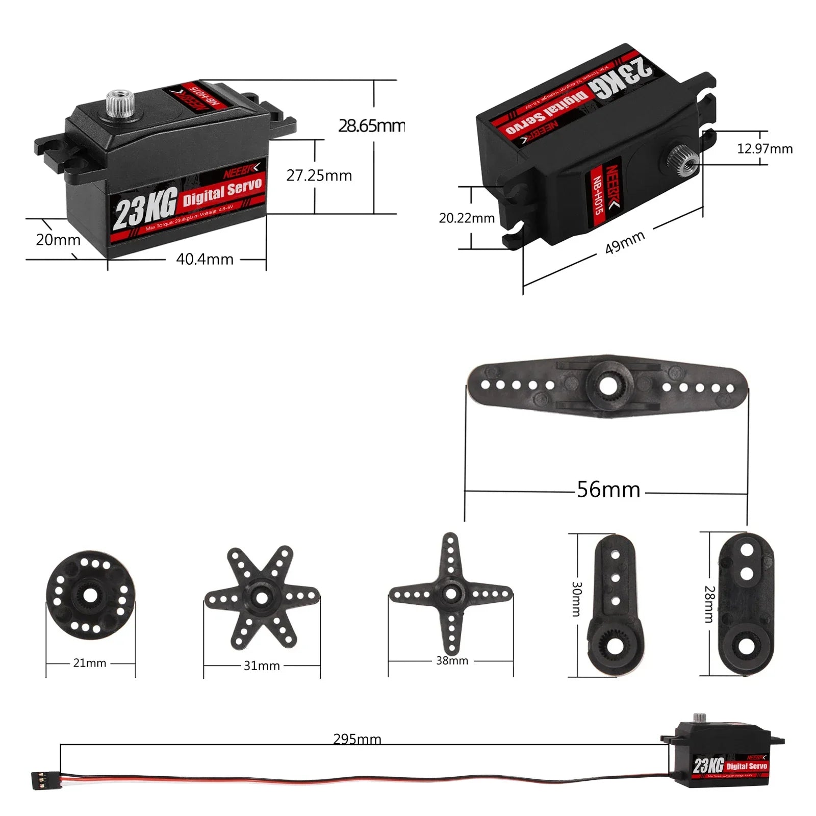 NEEBRC 23KG Low Profile Digital Servo High Torque Full Metal Gear for 1/8 1/10 RC Cars Axial Scx10 Crawler Plane Accessories