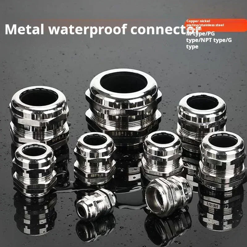 10pcs Waterproof Cable Gland Connector IP68 Nickel Plated Brass Metric Cable M6 M8 M10 M12 M14 M16 PG7 PG9 PG11 For 1-14mm Wire