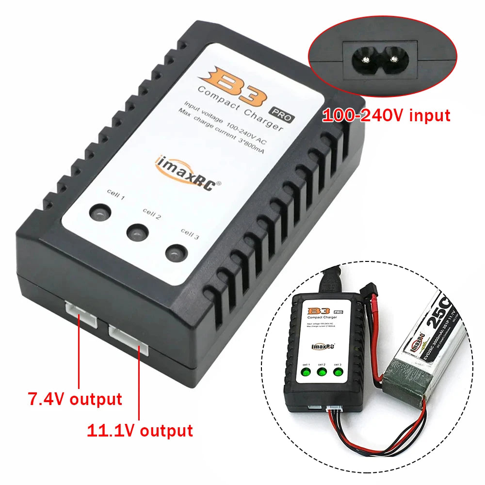 iMax B3 Pro Balancer Charger EU/US Plug 10W 2s 3s Lipo Battery 7.4V 11.1V 10w Compact Power Adapter Supply for Car RC Model