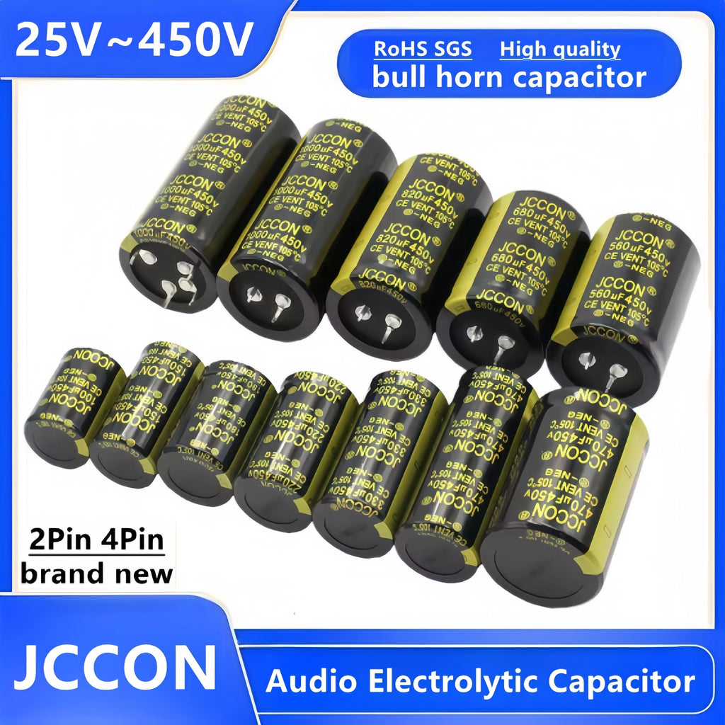 2PCS JCCON Audio Electrolytic Capacitor 25V 35V 50V 63V 80V 100V 200V 400V 450V 3300UF 4700UF 6800UF 10000UF 15000UF 22000UF 470