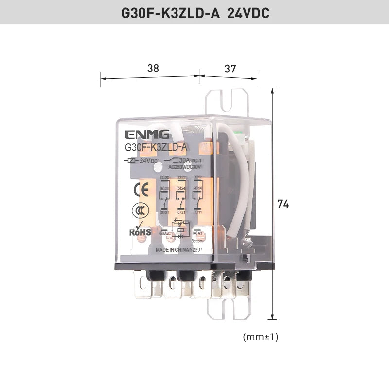 ENMG G30F High Current 30A Intermediate Relay High Power Compact Triple Open Triple Close DC30v24VDC 220VAC Induction LED Lights