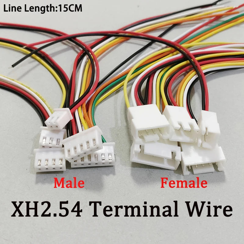 10PCS XH2.54mm 2P 3P 4P 5P 6P Male Female Plug Connector 2.54mm Pitch With 15cm Wire Cable Battery Charging Cable