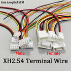 10PCS XH2.54mm 2P 3P 4P 5P 6P Male Female Plug Connector 2.54mm Pitch With 15cm Wire Cable Battery Charging Cable