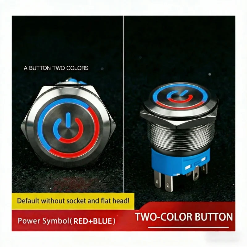 push button switch Two/three color, light metal 16 19 22mm self-locking/reset waterproof hotel doorbell customization latching