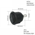 1PCS ON/OFF Round Rocker Switch LED illuminated Car 12V 24V / 6A 250V / 10A 125V 2/3/4PIN Switch 20MM