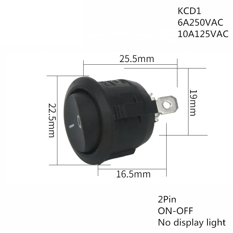 1PCS ON/OFF Round Rocker Switch LED illuminated Car 12V 24V / 6A 250V / 10A 125V 2/3/4PIN Switch 20MM