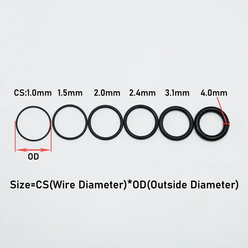 100/50Pcs Rubber O Ring CS 1/1.5/2.0/2.4/3.1/4.0 Sealing Washer NBR O-ring Plumbing Gaskets Oil Resistant High Temperature Oring