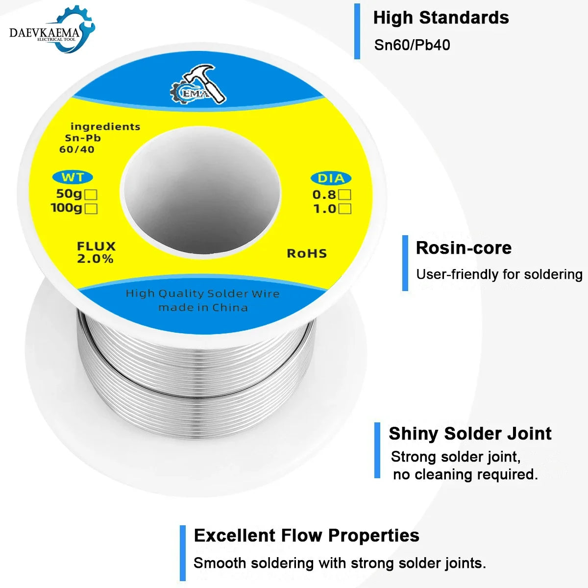 EMA Quality Welding TIN wire 60/40 0.8mm 1.0mm Soldering Solder wire Tin Flux for soldering Welding solder wire