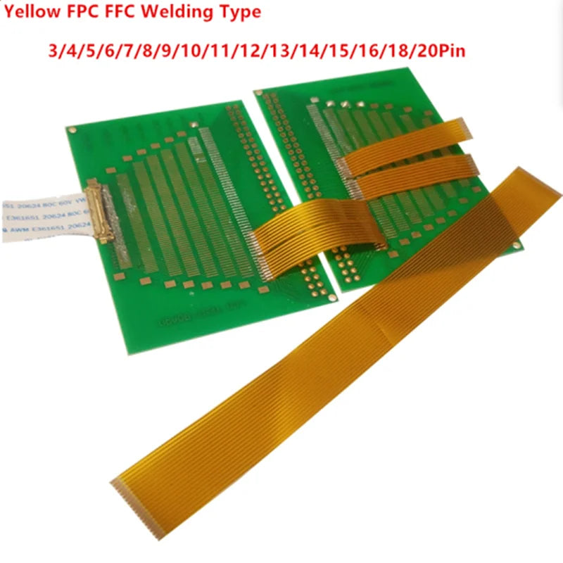 5pcs Yellow Fpc Ffc Welding Type Flexible Flat Cable 0.5mm/0.7mm/0.8/1.0/1.27/1.5mm Pitch 3/4/5/6/7/8/9/10/12/13/14/16/18/20 Pin