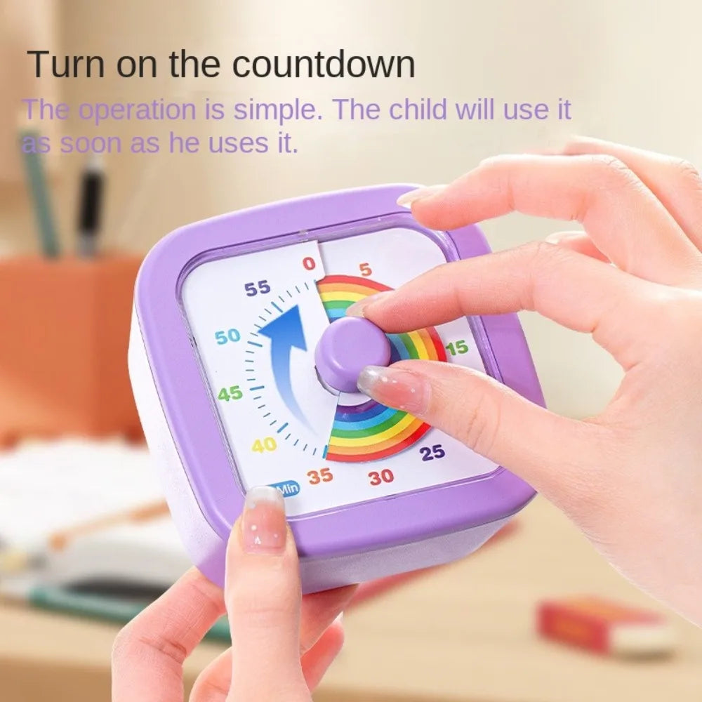 60 Minutes Visual Timer Ultra Silent Visualization Countdown Alarm Clock Round/Square Self-discipline Kitchen Timer