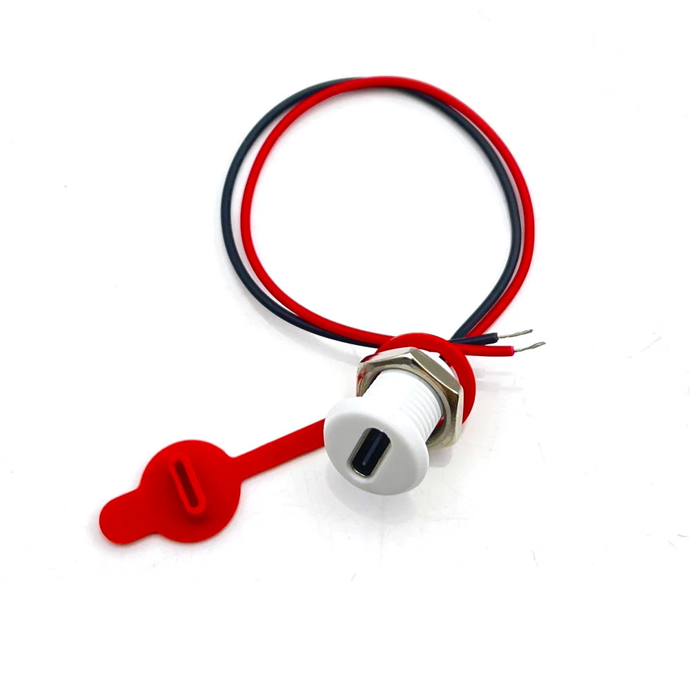 1pcs USB-C Connector Type-C to PH 2.0 with Nut Locking Plate Waterproof Female USB Socket High Current Fast Charging Jack Port