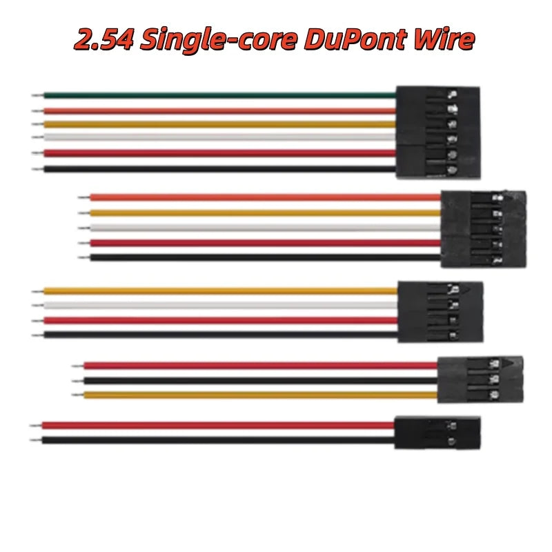 Multi-piece 2.54 Single-head DuPont Wire Female Plug Tail Tin-plated Cable 2P/3P/4P/5P/6P/7P/8P/10P