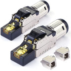 2PC RJ45 CAT6 CAT6A Cat7 CAT8 CAT 8 Connectors ToolFree Zinc Alloy Shielded 40G Ethernet Termination Plugs for 23AWG SFTP Cables