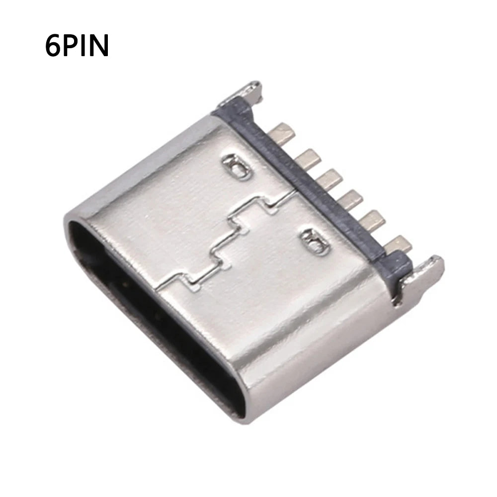 10pcs/lot 6 Pin SMT Socket Connector Micro USB Type C 3.1 Female Placement SMD DIP For PCB Design PD High Current Fast Charge