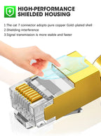 ZOERAX 10/30PCS CAT8 CAT7 CAT6A Connector, Non-Pass Through RJ45 Connectors, 3-Prong 50μ Gold Plated with Strain Relief Boots