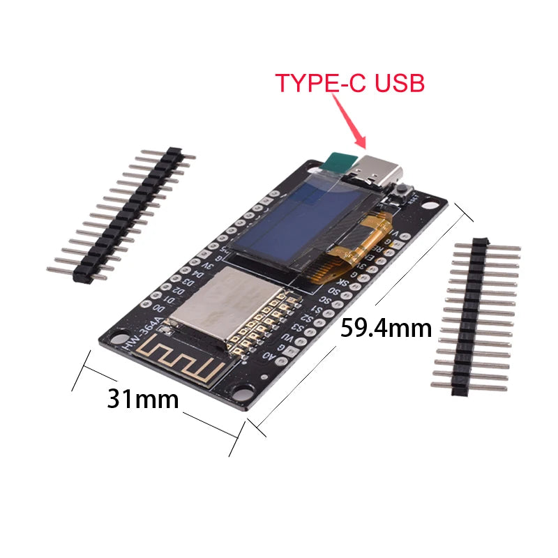 NodeMCU ESP8266 V3 Development Board With 0.96 Inch OLED Display CH340G ESP-12E WiFi Module TYPE-C USB For Arduino/Micropython