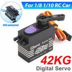 Brushless Motor 180° Metal Gear High Torque Digital Servo 42KG with 25T Metal Servo Arm for 1/10 1/8 RC Car Robot Boat Truck