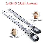 US 25dBi High Gain Dual-Band 4G/2.4G WiFi Yagi Antenna Compatible with RP-SMA/SMA Male Connectors Weatherproof with Cable