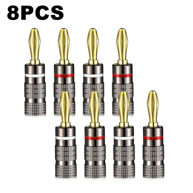 1-10PCS Dual Screw Locking 4MM Banana Plugs 24KGold Plated Copper OFC Speaker Connector for HIFI Audio System Terminal Adapter