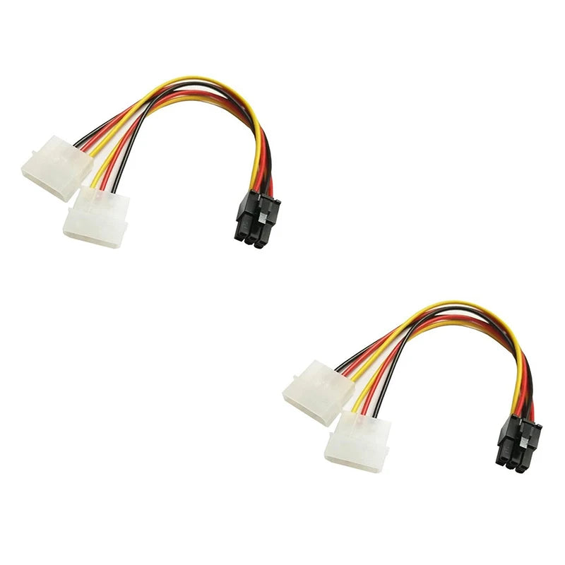 2/4PC 2X 4 Pin Molex to 6 Pin PCI Express PCIE Video Card Power Adapter Cable