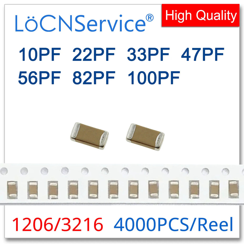 Capacitor 4000PCS 1206 3216 COG/NPO RoHS 50V 5% J 10PF 22PF 33PF 47PF 56PF 82PF 100PF High quality 100 220 330 470 560 820 101