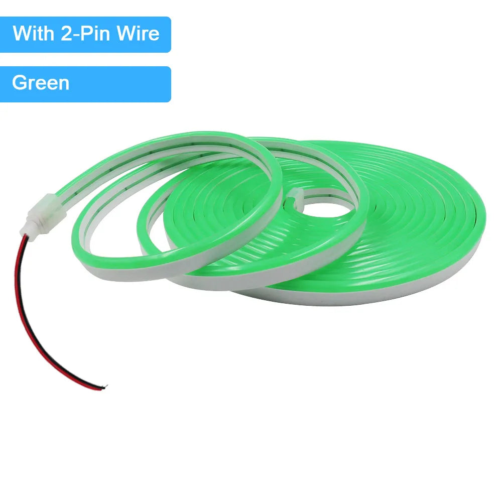12V 24V LED Neon Light Strip Waterproof Neon Sign 6X12mm Silicone Rope Lights Flexible Lamp Decoration with DC Plug/2pin Wire