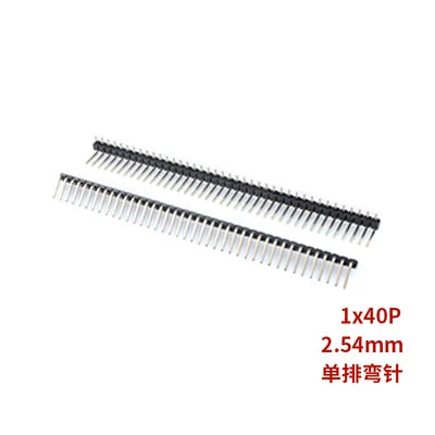 10pcs 2.54 mm Pitch 1x 40 Pin Right Angle Single Row Pin Header Male 90 Degrees Needle Connector 3P/4P/6P/8P/10P/15P/40P 1*40