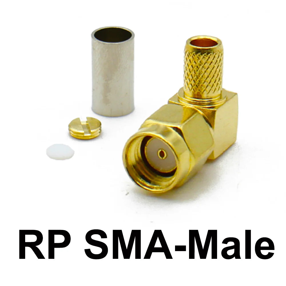 SMA Male Plug SMA Female Jack Connector RP SMA Female Crimp 90 Degree Right Angle RF Coax Coaxial  Adapter Cable Wire Terminal