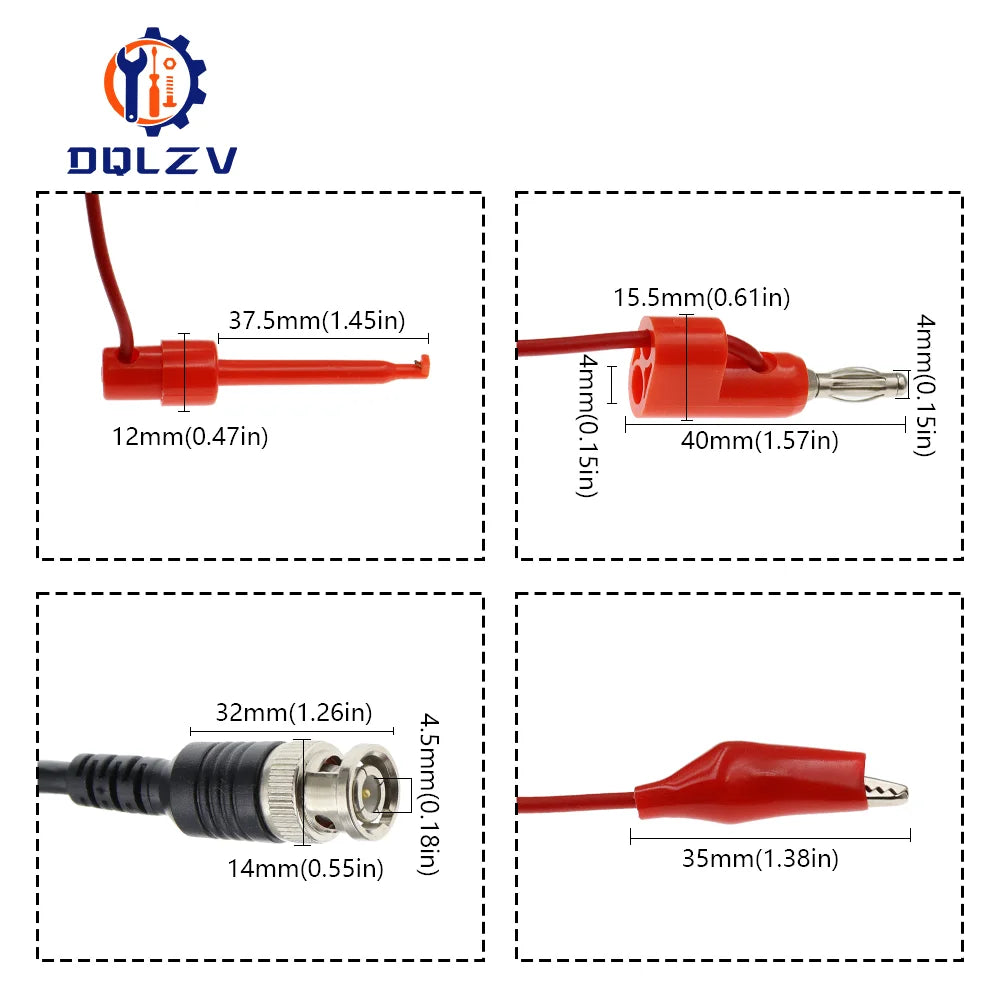 1M BNC Q9 to Dual Alligator Clip Oscilloscope Test Probe Leads 4MM Banana Plug Cables Connector Dual Tester Tools for