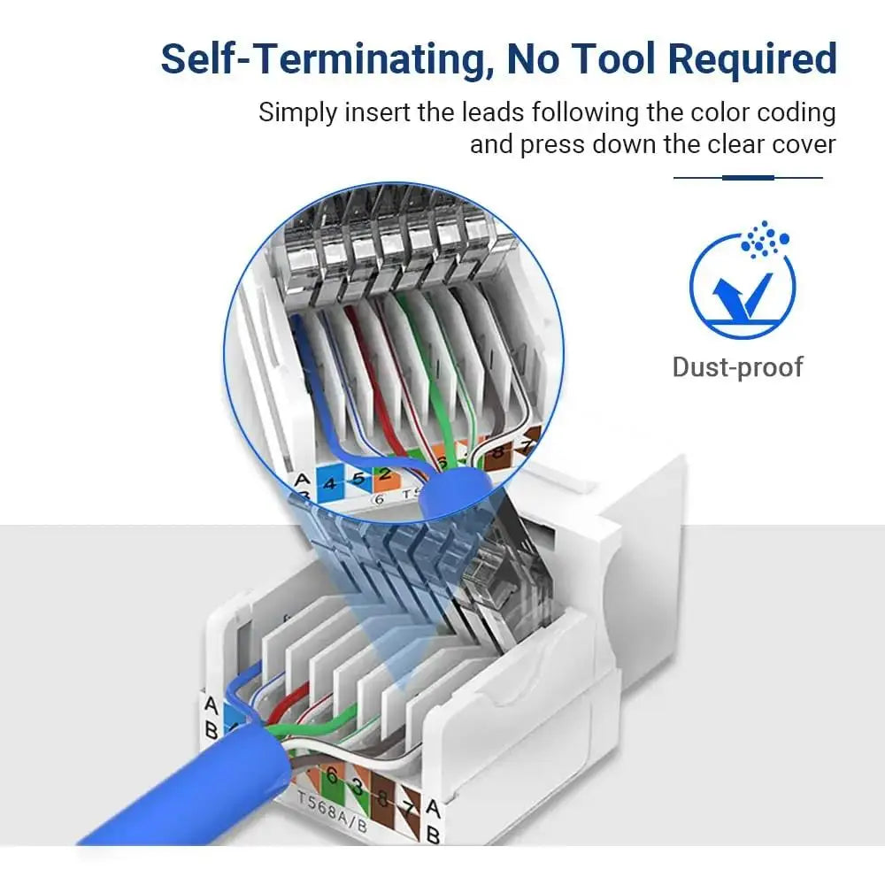 10pcs Cat6 RJ45 Network Module Keystone Adapter RJ45 Network Ethernet Internet LAN Cable CAT6 Cable Patch Panel RJ45 Connector