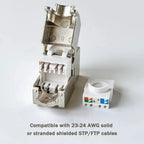 Linkwylan RJ45 Cat6a Keystone Jack STP Tool-Free Shielded Coupler 180 Degree Type Tolless Zinc Alloy Module Adapter Coupler