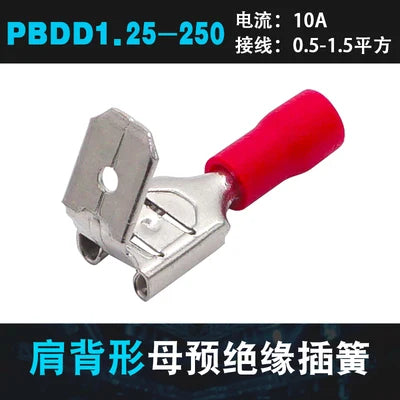 50Pcs PBDD Piggy Back Disconnectors, Pre-insulated Wire Terminals (Red/Blue/Yellow 1.25-5.5mm) - Insulated Spade Connectors