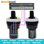 LA42DWQ-22 1/2/5/10/20/50/100/200/500K Ohm Variable Speed Drive Potentiometer 22mm Rotary Inverter Converter Resistance Switch