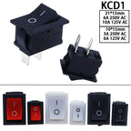 KCD11-101 3A/6A 250V 6A/10A 125V 10*15mm 21*15mm SPST 2PIN ON/OFF G130 Boat Rocker Switch Car Dash Dashboard Truck KCD1 switch