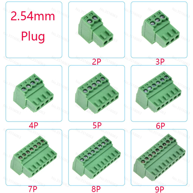 5/10Pcs 15EDG 2.54 mm KF2EDG PCB Screw Terminal Block Connector Right Angle/Straight Needle Plug Pin Header Socket 2/3/4/10 Pin