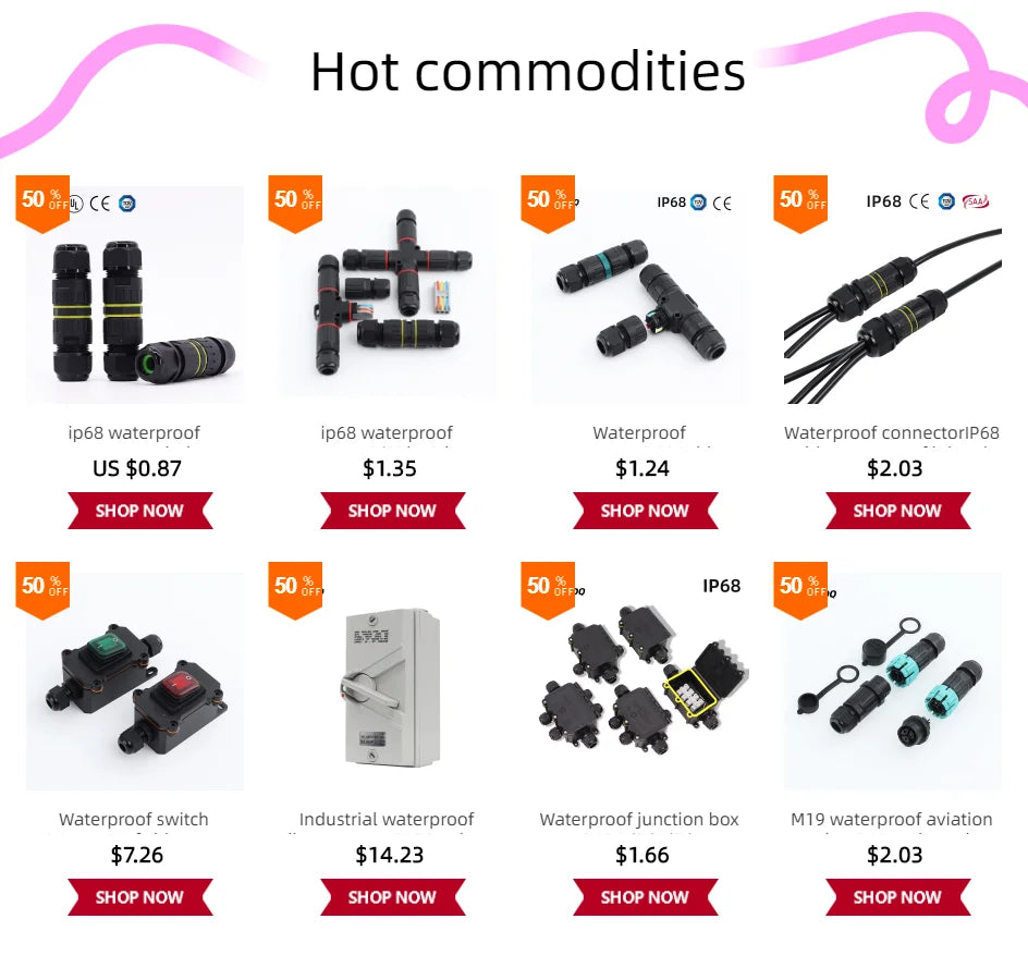 ip68 waterproof connector led connector2/3/4/5/6Pin Adapter terminal Outdoor rain proof of electric wireNo welding for screws