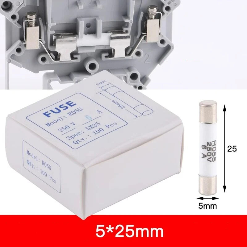 5PCS UK5-HESI Electrical Fuse Holders for DIN Rail - Screw Terminal with Disconnect Lever, Compatible with 5x25mm Fuses
