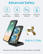 30W Fast Wireless Charger Stand Pad for iPhone 17-11/XR, Samsung Galaxy S25/S26/S21/S20, Xiaomi, Huawei & All Qi-enabled Phones