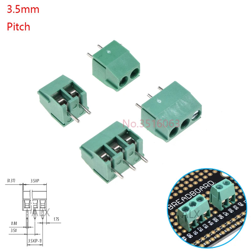 10Pcs KF120/KF128 2.54mm/3.5mm/3.81mm/5.0mm/5.08mm Pitch 2p/3p Straight Pin Pcb Screw Terminal Block Connector 2/3/4/5/6/8/10Pin