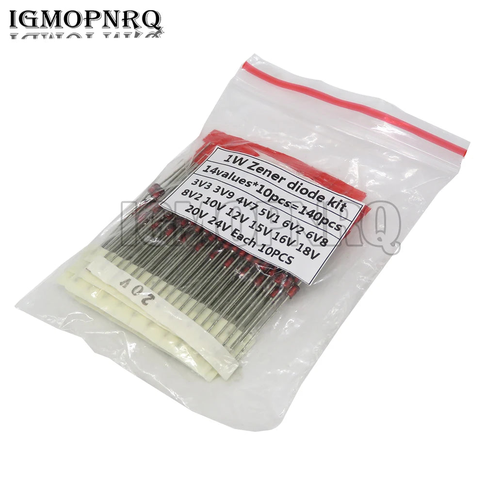 14values*10pcs=140pcs 1W Zener diode kit DO-41 3.3V-24V Component diy kit 3V 3V9 4V7 5V1 6V2 6V8 8V2 10V 12V 15V 16V 18V 20V 24V