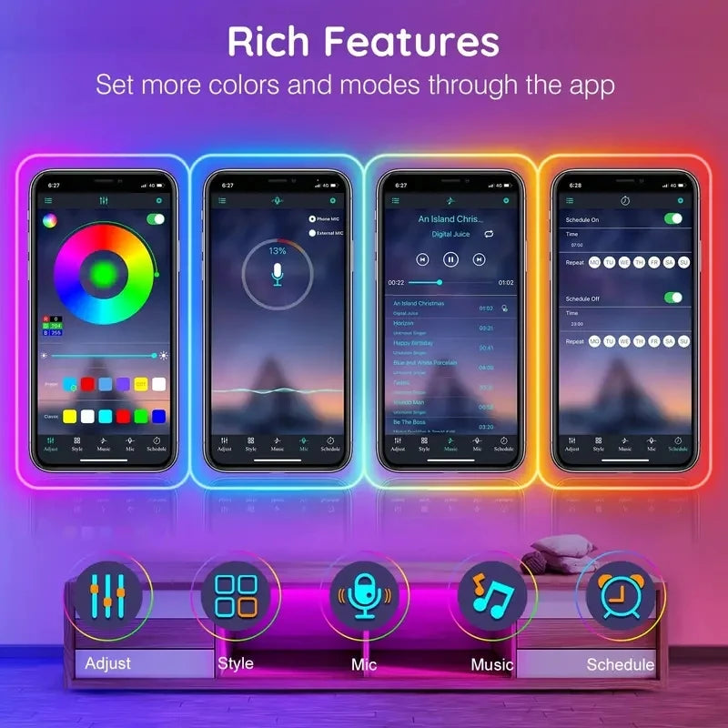 Smart RGB Neon Rope Light Waterproof LED Strip APP Remote Control Music Sync Tuya Alexa Google Home Decor Lamp