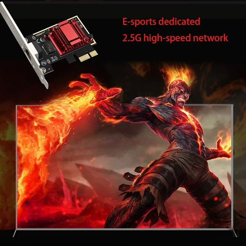 2.5G PCI-E To RJ45 Network Card RTL8125B Chip Gigabit Ethernet PCI Express Network Card 10/100/2500Mbps 1Gbps/2.5Gbps For PC
