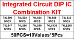 50PCS/Set Integrated Circuit 74LS00 74LS02 74LS04 74LS08 74LS32 74LS47 74LS86 74LS90 74LS138 74LS245 DIP IC Chip Combination KIT
