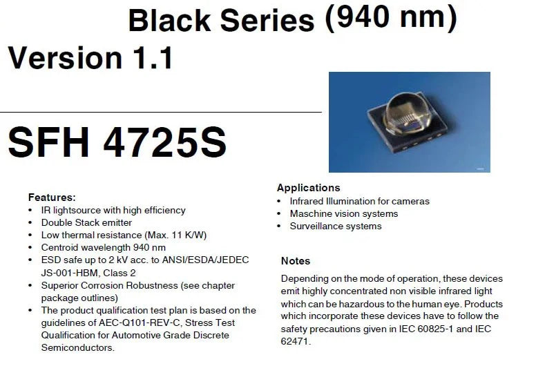 5W IR 850nm 940nm 3W LED Emitter Infrared SFH 4715AS SFH4727AS Black Series with 16mm 20mm Aluminum Plate PCB Board