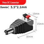 DC Power Connector Plug Male and Female DC Connector 5.5mm X 2.1mm Power Jack Adapter Socket For CCTV Camera LED Strip Speaker